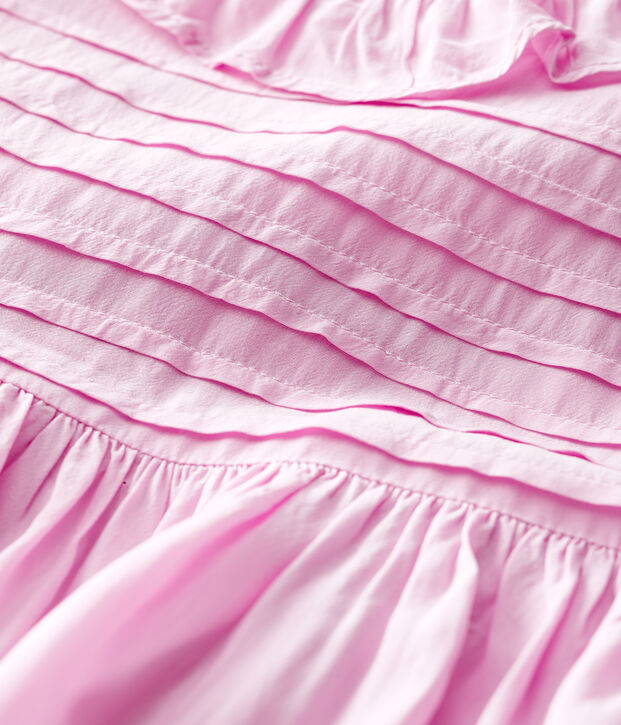 Vestido de manga corta de crep&eacute; de beb&eacute; ni&ntilde;a rosa