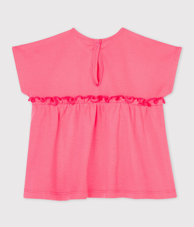 Blusa de manga corta lisa para beb&eacute; ni&ntilde;a rosa