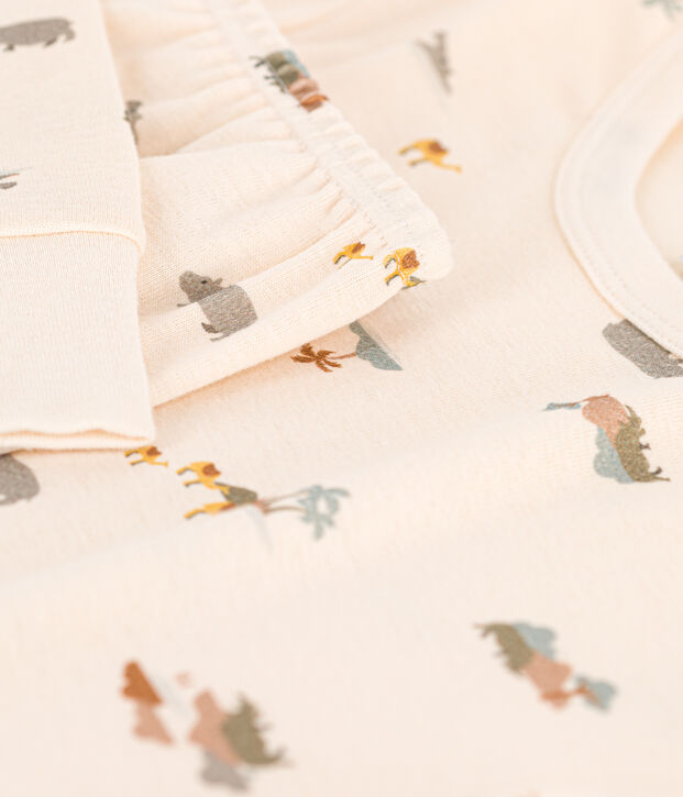 Pijama de algod&oacute;n con animales para ni&ntilde;o/ni&ntilde;a crudo/multicolor