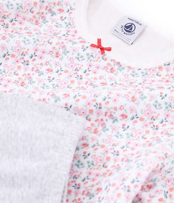 Camisón de terciopelo con «leggings» para niña pequeña blanco MARSHMALLOW/blanco MULTICO