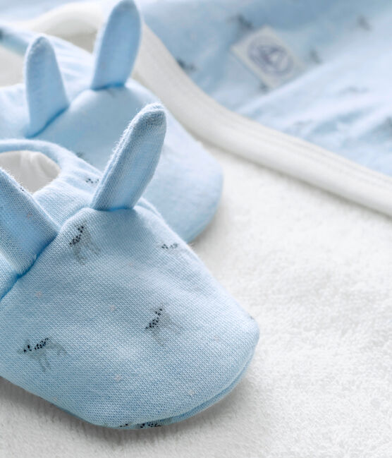 Cofre capa de baño + patucos para bebé mixto azul FRAICHEUR/blanco MULTICO
