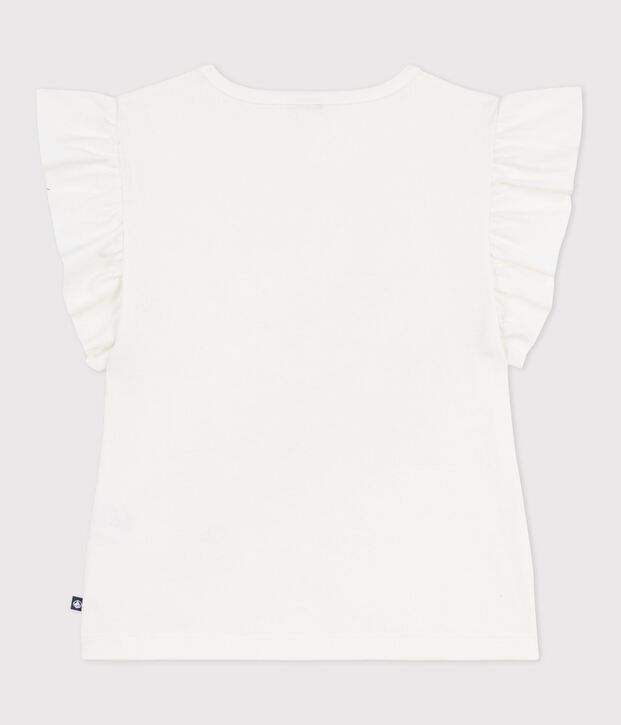 Camiseta infantil de manga corta de algod&oacute;n blanco