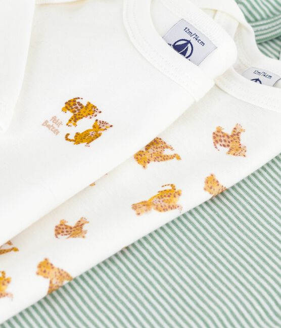 Juego de bodis de algodón de manga larga con estampado de leopardos para bebé variante 1