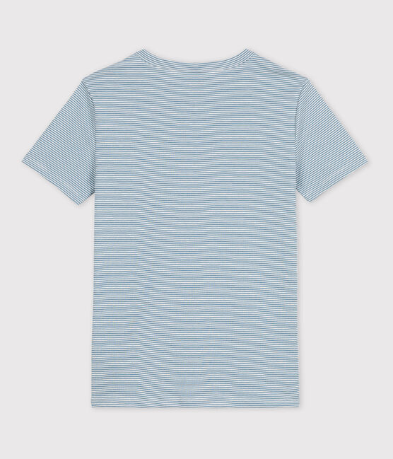 Camiseta L'ICONIQUE con cuello redondo de algodón orgánico de mujer azul ROVER/blanco MARSHMALLOW