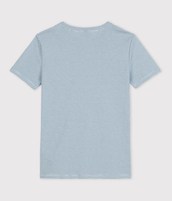 Camiseta L'ICONIQUE con cuello redondo de algodón orgánico de mujer azul ROVER/blanco MARSHMALLOW