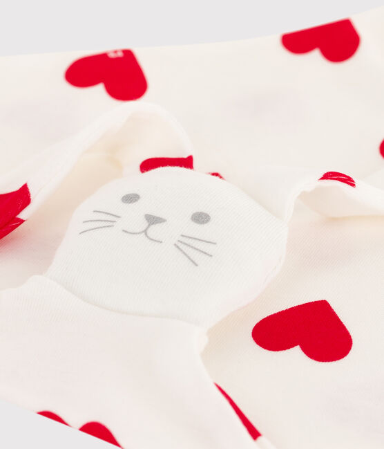 Peluche con corazón de algodón blanco MARSHMALLOW/rojo TERKUIT