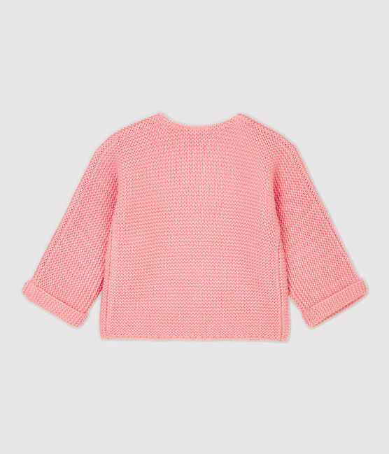 Cárdigan de lana y algodón de bebé. rosa CHARME