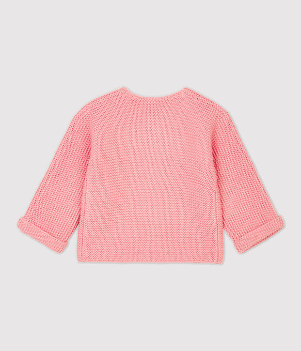 C&aacute;rdigan de lana y algod&oacute;n de beb&eacute;. rosa