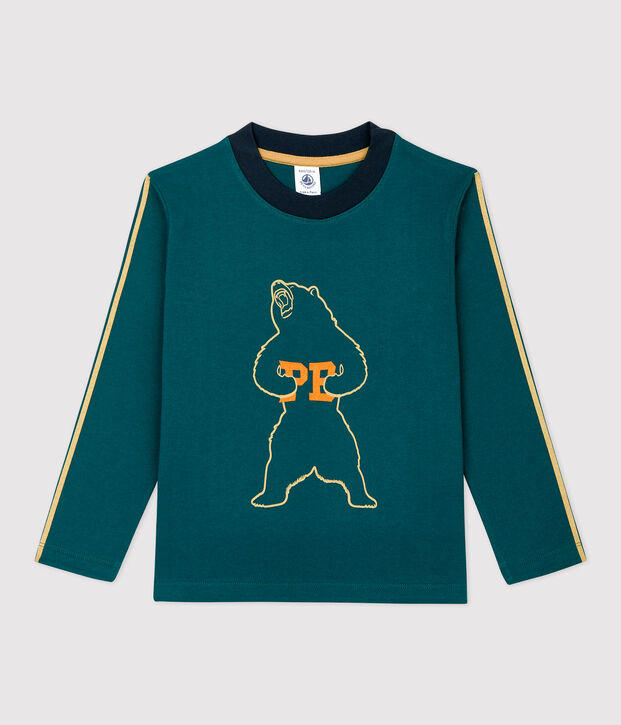Camiseta de manga larga de algod&oacute;n de ni&ntilde;o verde