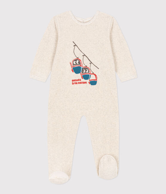Pijama de terciopelo con telecabinas para bebé beige MONTELIMAR CHINE