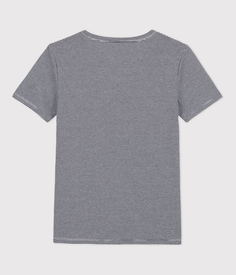 Camiseta ICONICA de algod&oacute;n con cuello de pico para mujer azul/blanco