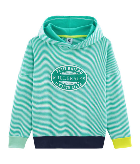 Sudadera infantil con capucha de punto verde ESPERANZA/blanco MARSHMALLOW