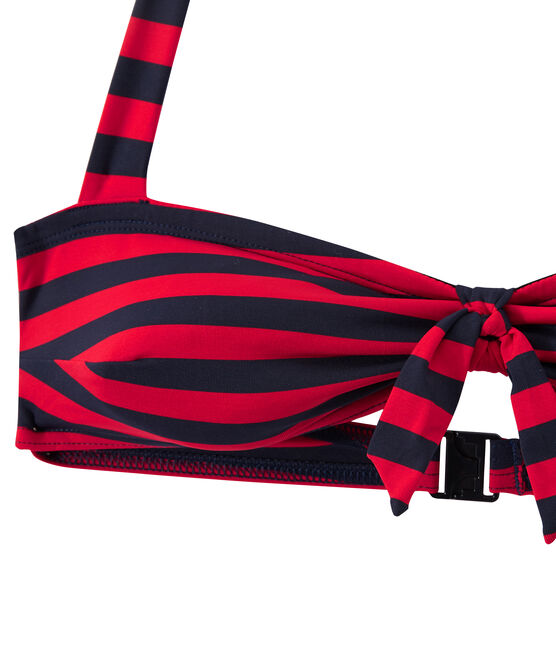 Bañador de 2 piezas con forma de banda para mujer azul SMOKING/rojo TERKUIT