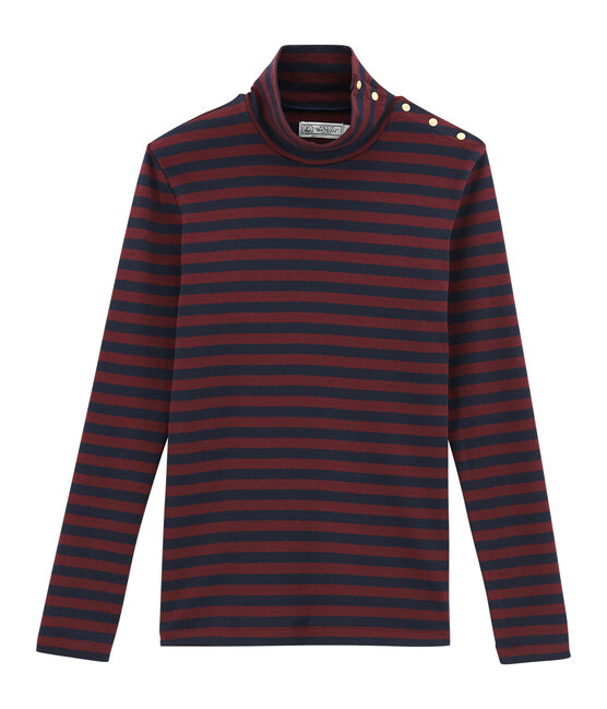 Camiseta de cuello alto para mujer azul SMOKING/rojo OGRE
