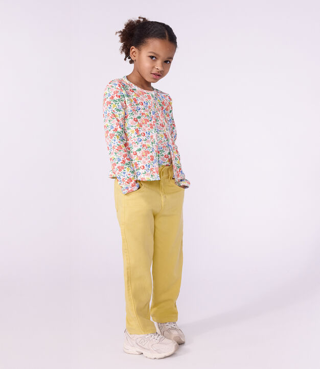 C&aacute;rdigan infantil de algod&oacute;n con flores blanco/multicolor