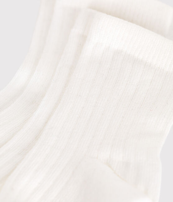 2 PARES DE CALCETINES BEBÉ DE ALGODÓN BLANCO LISO variante 1