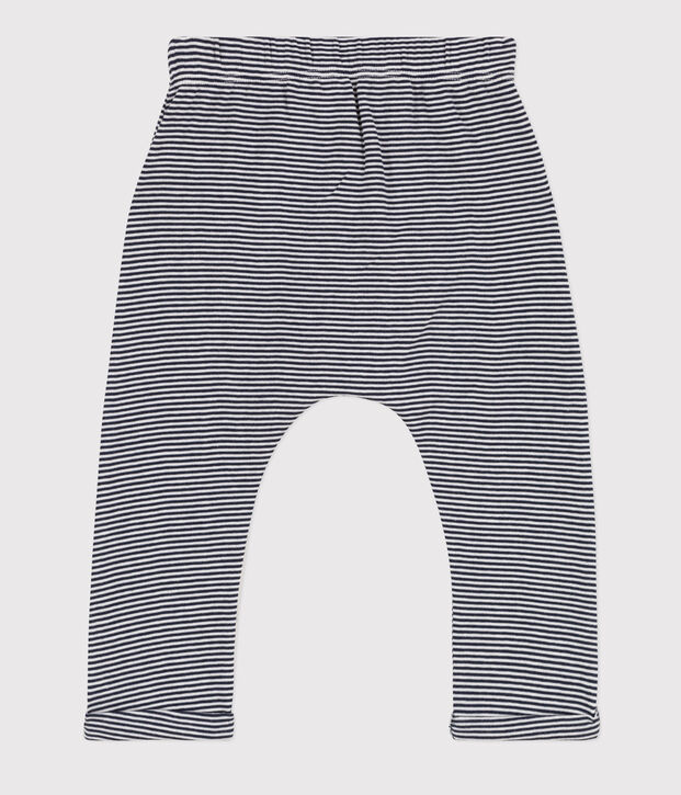 Pantal&oacute;n de algod&oacute;n ecol&oacute;gico de beb&eacute; azul/blanco