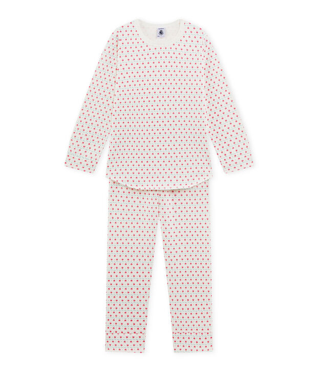 Pijama estampado para ni&ntilde;a blanco/multicolor