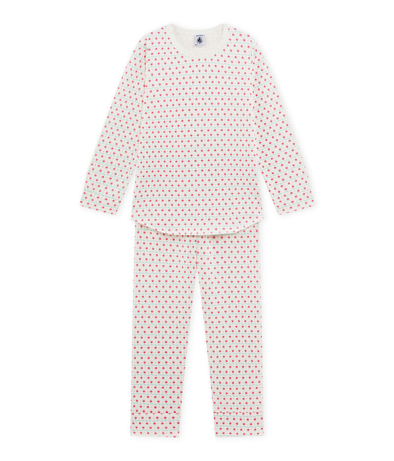 Pijama estampado para ni&ntilde;a blanco/multicolor