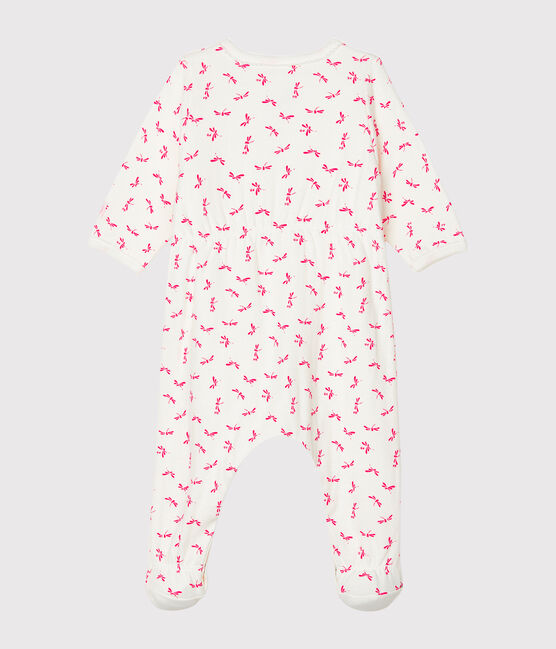 Bodyjama de tela túbica para bebé de niña blanco MARSHMALLOW/rosa GROSEILLER