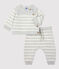 Conjunto de 2 piezas a rayas de punto de bebé beige MONTELIMAR/gris MARSHMALLOW