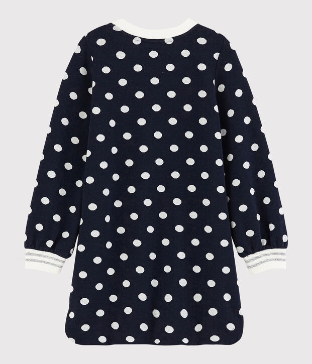 Vestido de manga larga para ni&ntilde;a azul/blanco