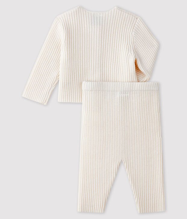 Conjunto blanco de 2 piezas de punto para beb&eacute; blanco