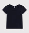 Camiseta LA RECTA de algodón con cuello redondo para mujer azul SMOKING
