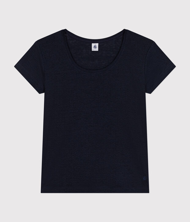 Camiseta LA RECTA de algod&oacute;n con cuello redondo para mujer azul