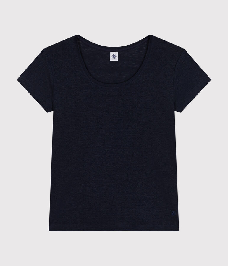 Camiseta LA RECTA de algod&oacute;n con cuello redondo para mujer azul