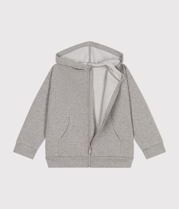 Sudadera de felpa con cremallera y capucha para ni&ntilde;o gris