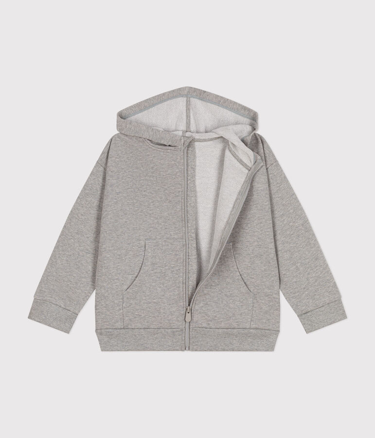 Sudadera de felpa con cremallera y capucha para ni&ntilde;o gris