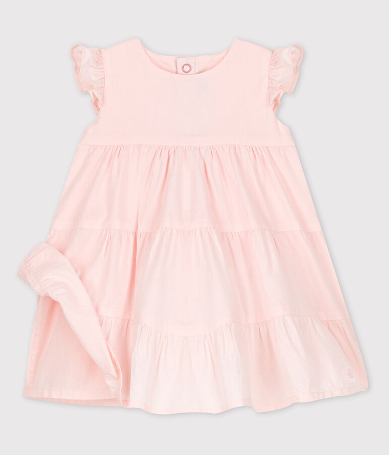 Vestido sin mangas de beb&eacute; de popelina rosa FLEUR