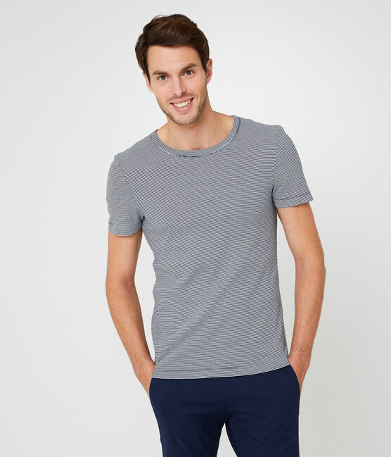 Camiseta manga corta de cuello redondo para hombre azul SMOKING/blanco MARSHMALLOW