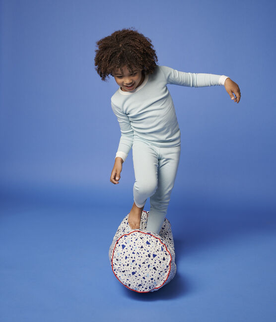 Pijama snugfit de rayas azules de algodón de niño azul TIKI/blanco MARSHMALLOW