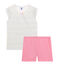 Pijama corto de lino/algodón para niña blanco MARSHMALLOW/blanco MULTICO