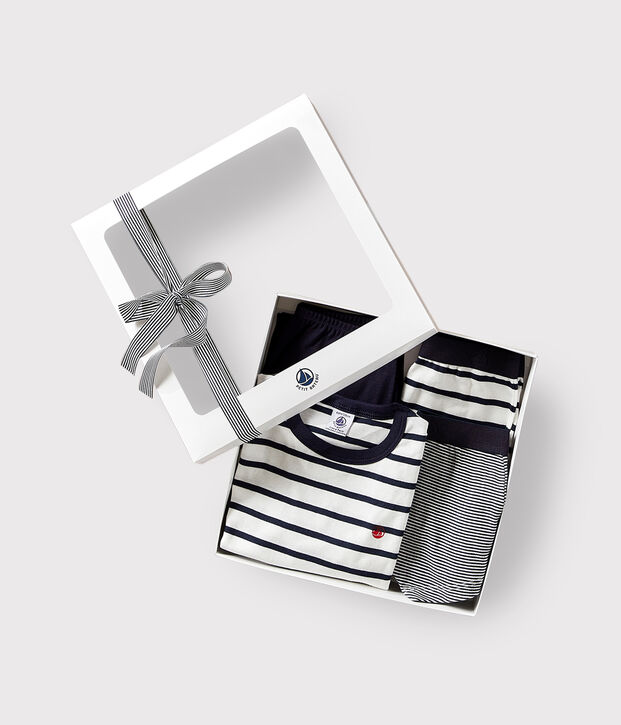Estuche regalo con pijama y b&oacute;xeres de algod&oacute;n a rayas multicolor