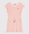 Vestido infantil de rizo de algodón de manga corta a rayas naranja MARSHMALLOW/ ABRICOT
