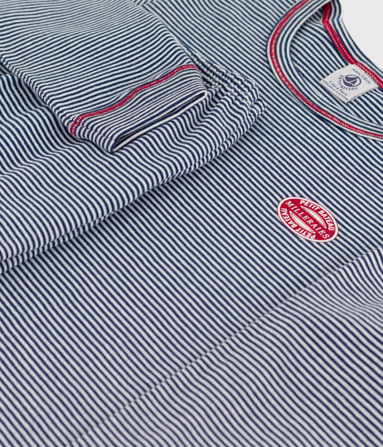 Pijama milrayas de algod&oacute;n de ni&ntilde;o azul MEDIEVAL/blanco MARSHMALLOW