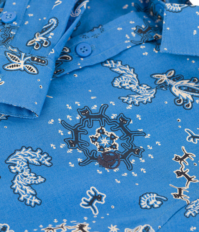 Camisa de popelina estampada para ni&ntilde;o azul/multicolor