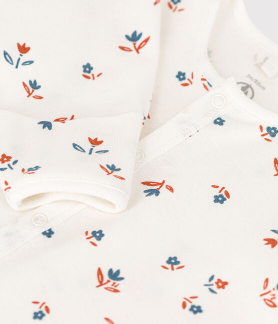 Mono saco de algodón estampado para bebé blanco MARSHMALLOW/blanco MULTICO
