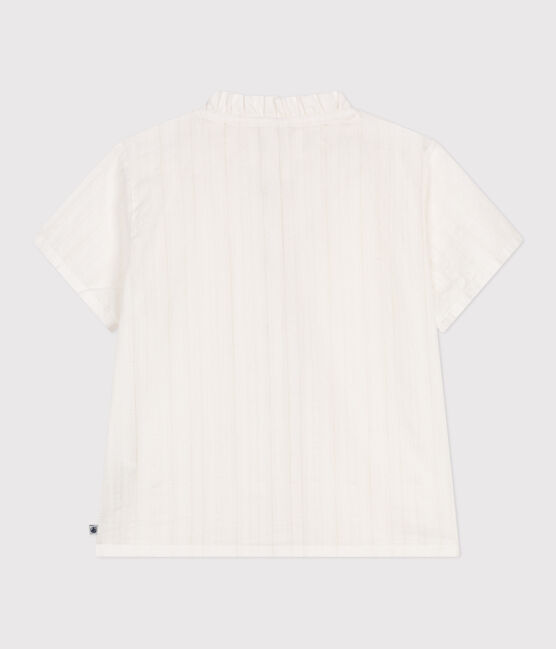 Blusa infantil lisa de manga corta de algodón blanco ECUME