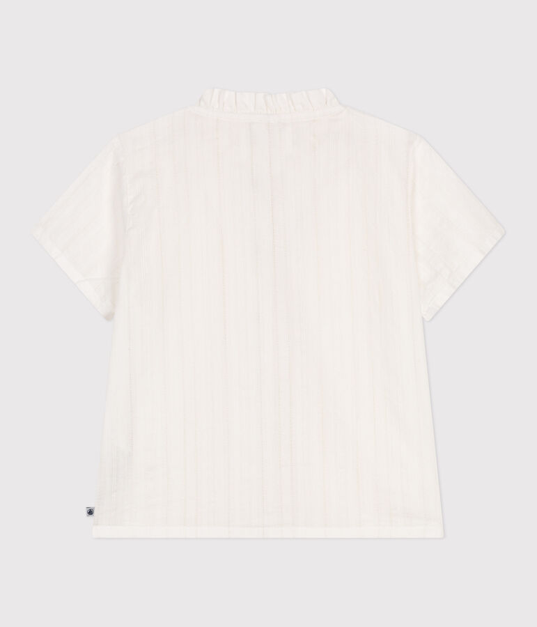 Blusa infantil lisa de manga corta de algod&oacute;n blanco