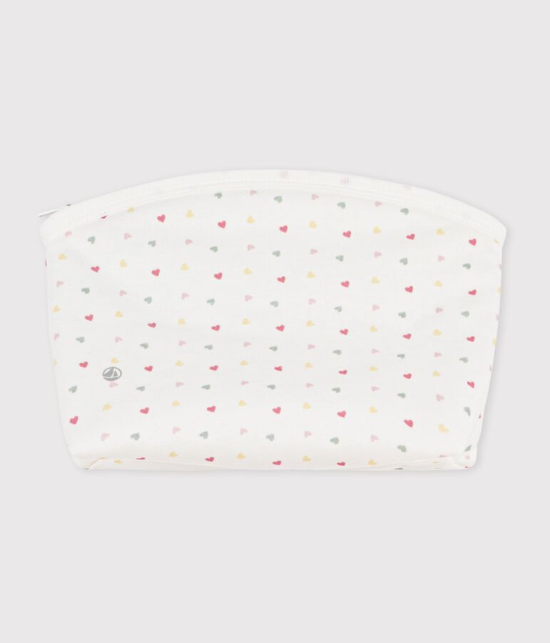 Bolso de mano de algod&oacute;n con estampado de corazoncitos para beb&eacute; blanco MARSHMALLOW/blanco MULTICO