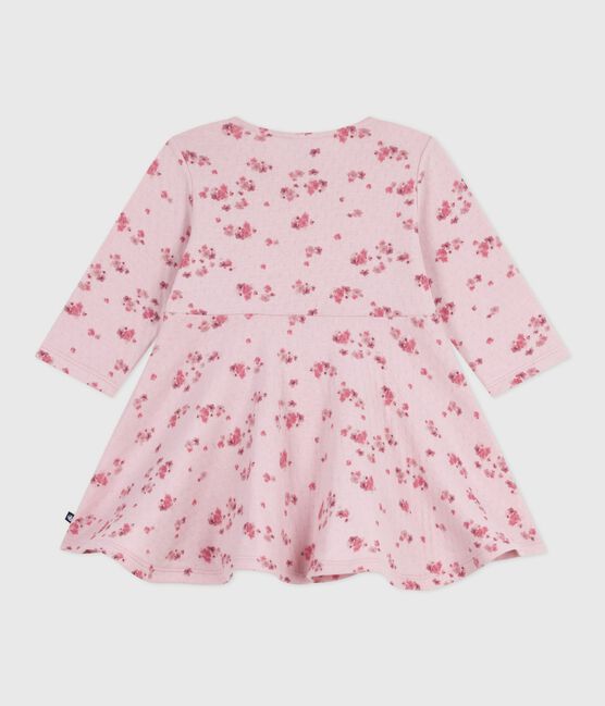 Vestido de algodón de manga larga con estampado de flores para bebé rosa JOLI/blanco MULTICO