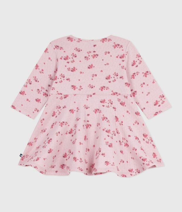 Vestido de algod&oacute;n de manga larga con estampado de flores para beb&eacute; rosa/multicolor