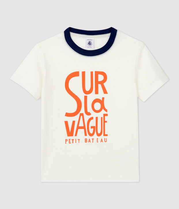 Camiseta de manga corta de algod&oacute;n de ni&ntilde;o blanco
