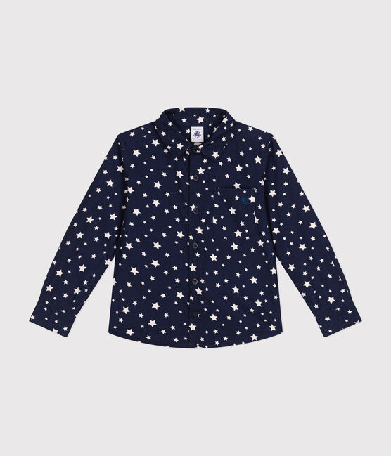 Camisa de franela para niño azul MEDIEVAL/blanco MARSHMALLOW
