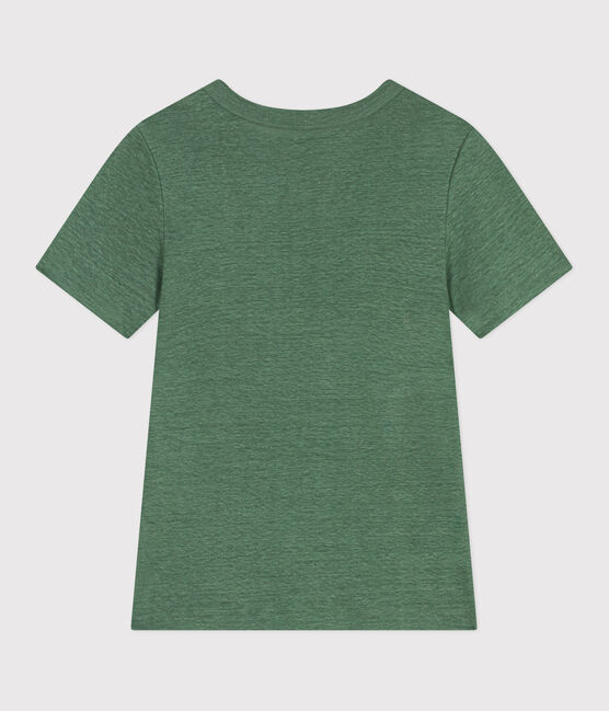 Camiseta de lino de manga corta para mujer verde PALMERAIE