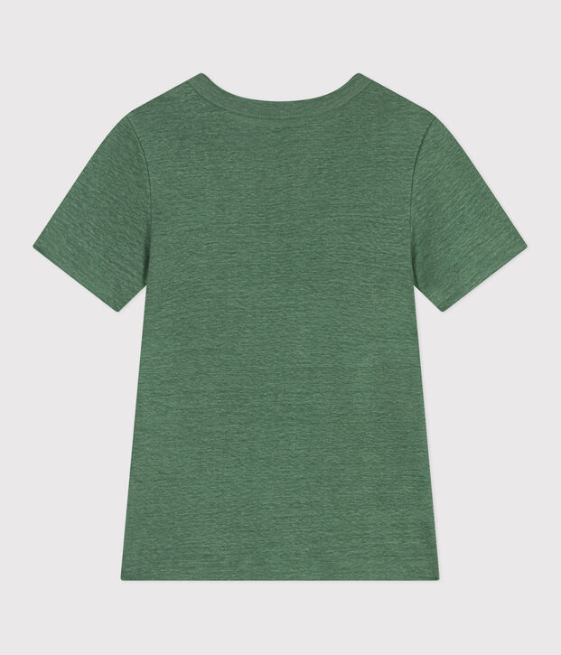 Camiseta de lino de manga corta para mujer verde